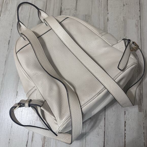 Michael Kors Abbey Backpack Gold Studded Cream Party Travel Woven Purse FLAW - Picture 4 of 10